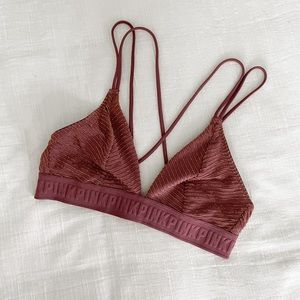 PINK Triangle Bralette, Small, Mauve with Gold Detail